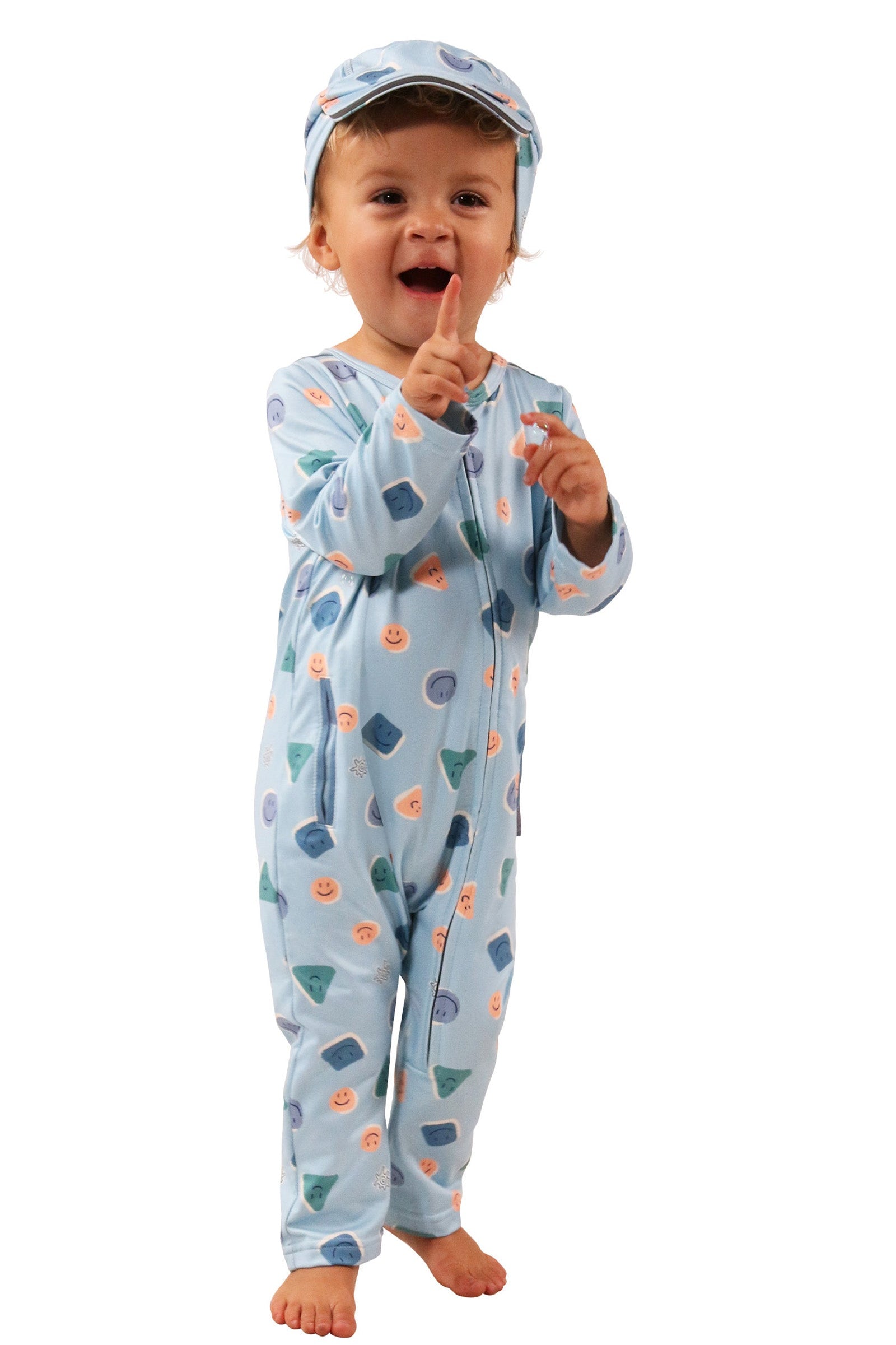 baby in active fleece hat in smiley pals|smiley-pals