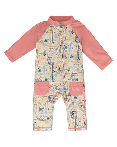 baby boy's long-sleeve swimsuit in campfire doodle|campfire-doodle