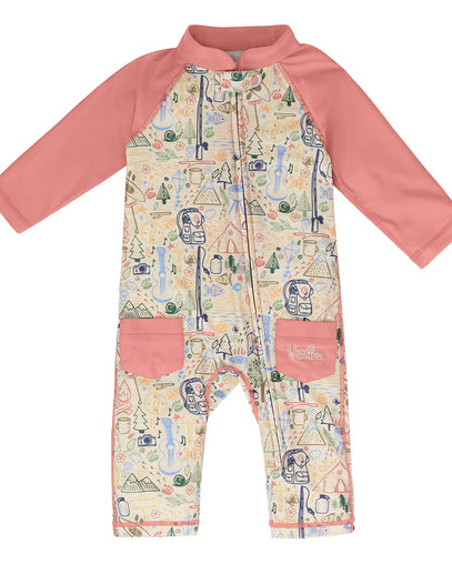 baby boy's long-sleeve swimsuit in campfire doodle|campfire-doodle