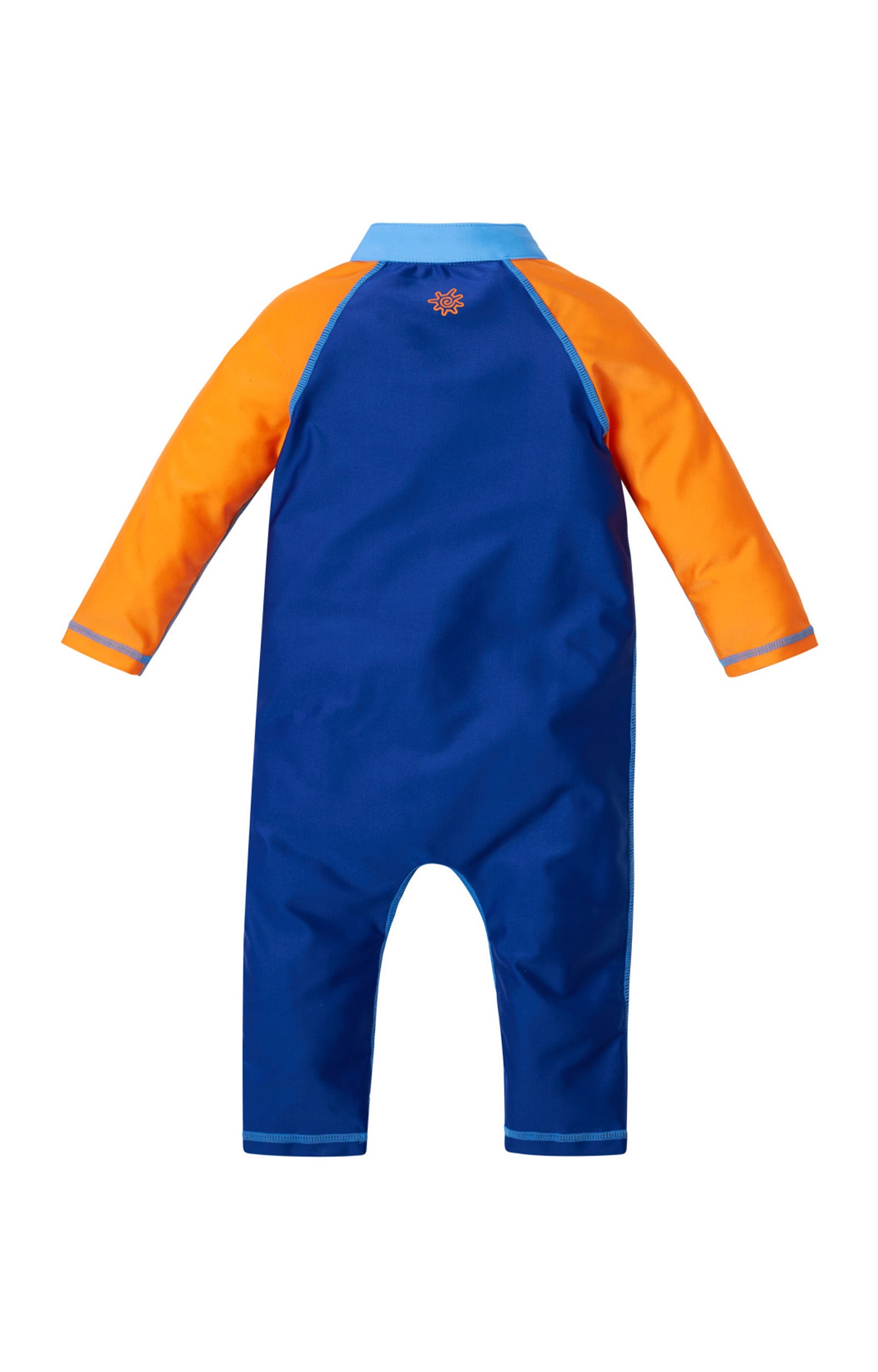 Back of the Baby Boy's Sun & Swim Suit in Navy Blue Orange|navy-blue-orange
