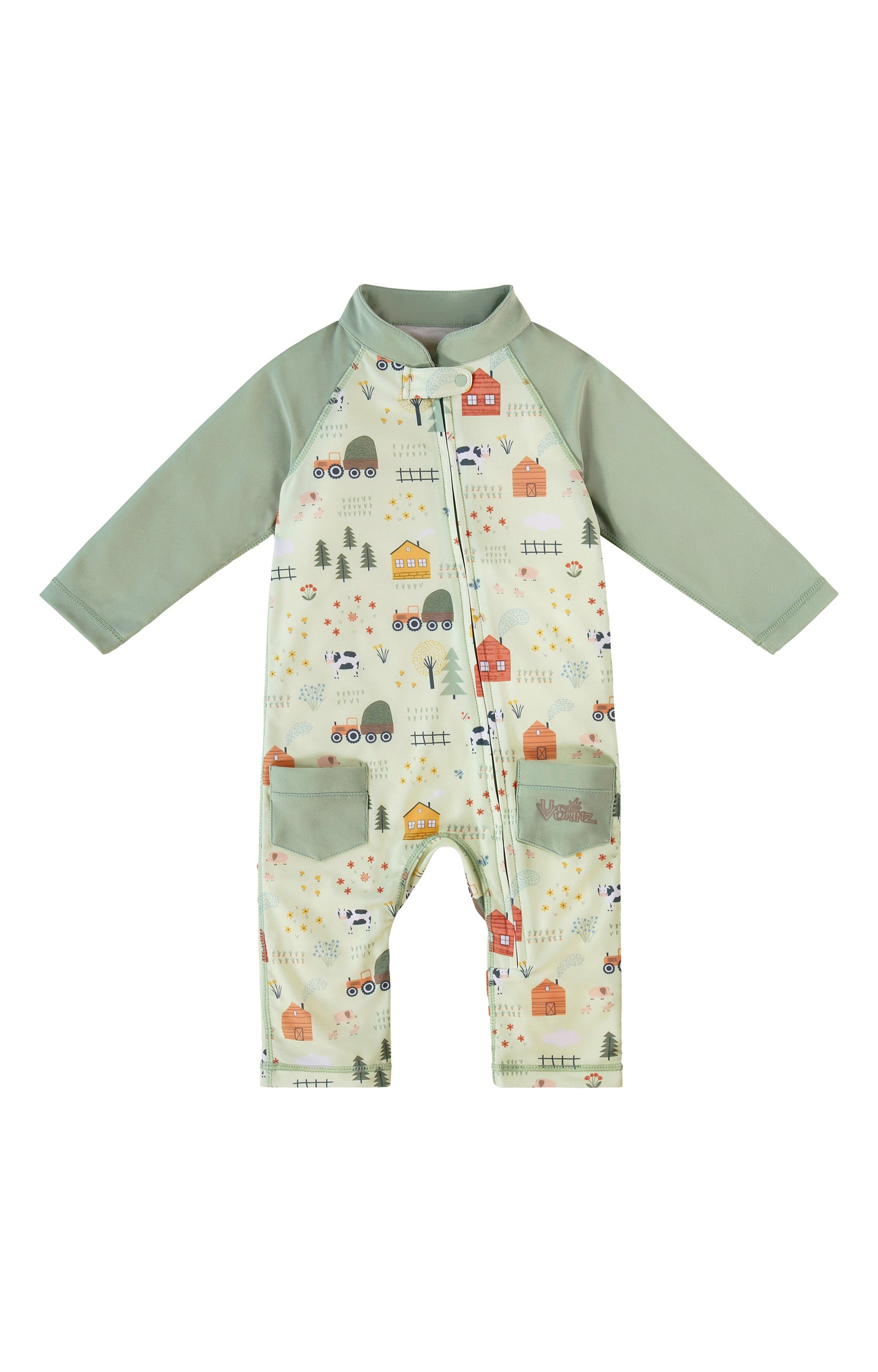 front of baby boys sun and swim suit|on-the-farm