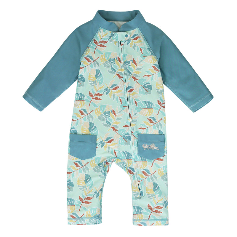 baby boy's long-sleeve swimsuit in tropical cascade|tropical-cascade