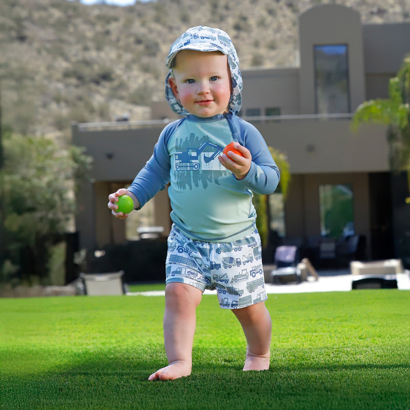 baby in swim shorties|rumble-roads