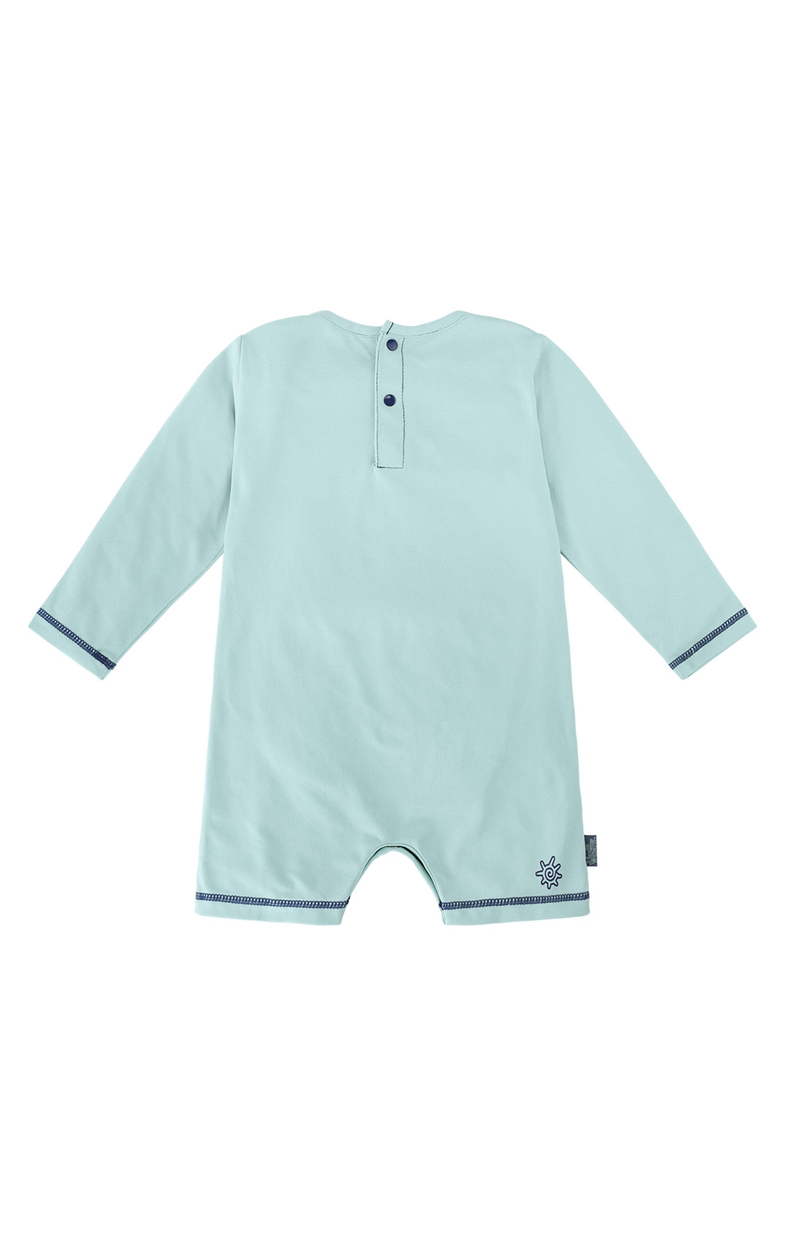 back of the baby boy's UV onesie in aloha sunset|aloha-sunset