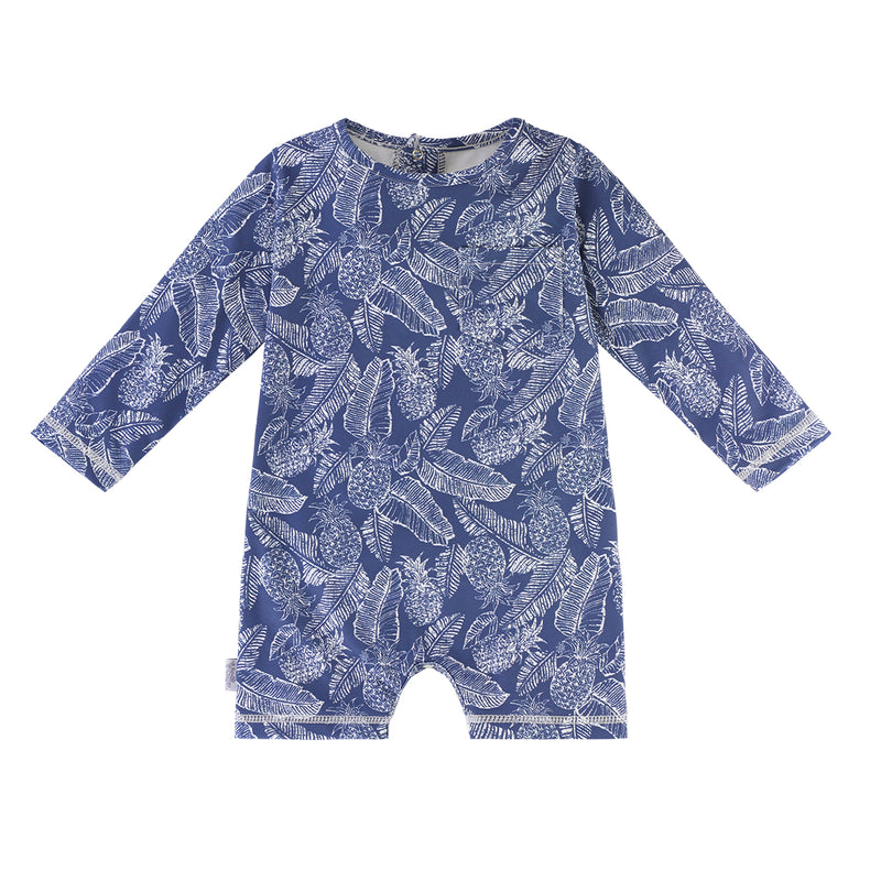 baby boy's UV onesie in pineapple fossil|pineapple-fossil