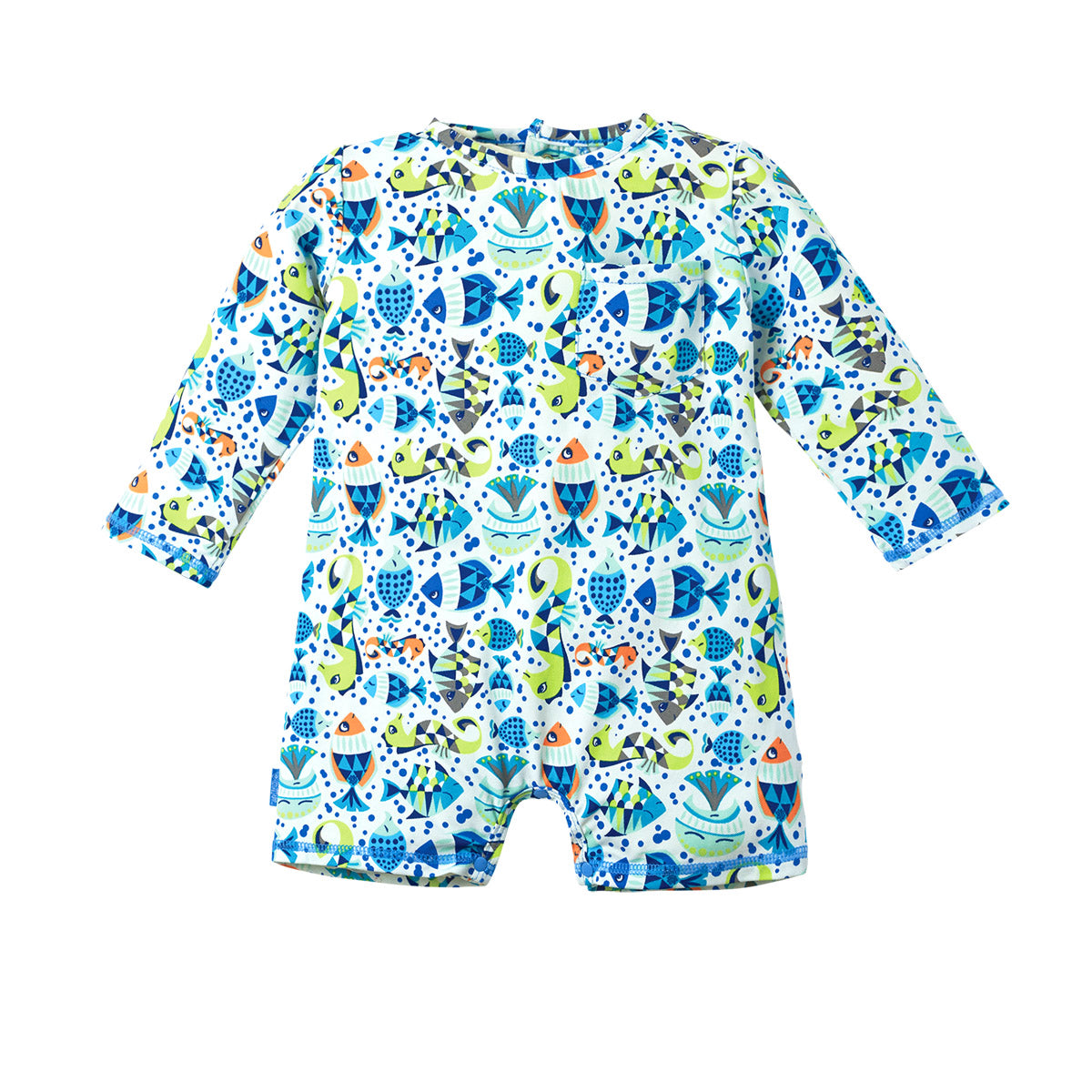 baby boy's UV onesie in royal fish school|royal-fish-school
