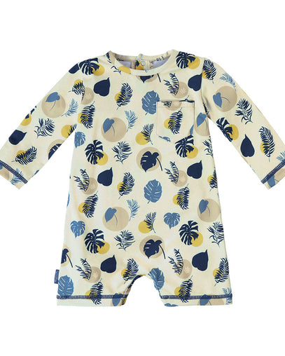 baby boy's sunzie in cream|shadow-leaf