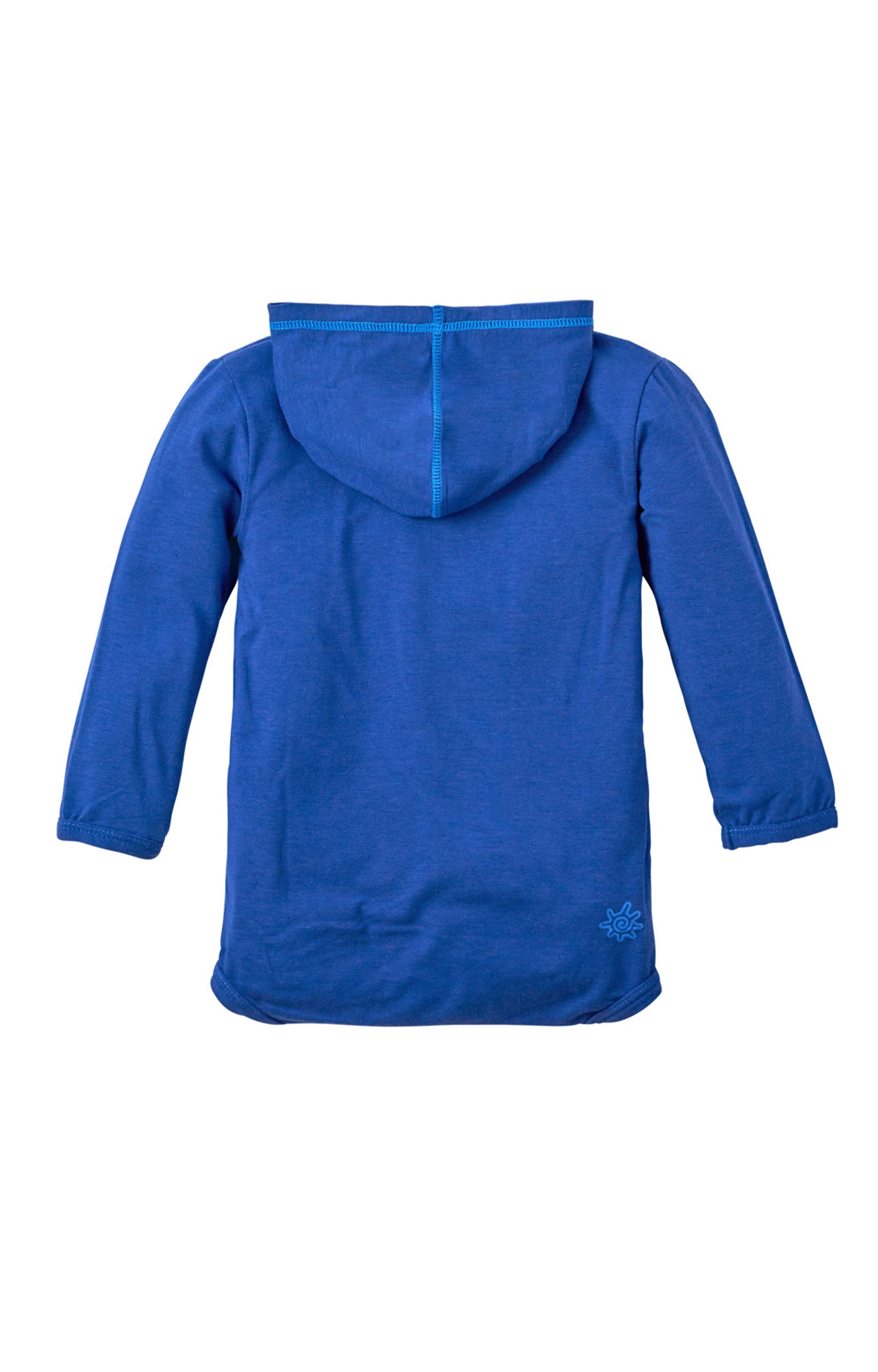 Back of the aby Boy's Hooded Sunzie in Navy Blue|navy-blue
