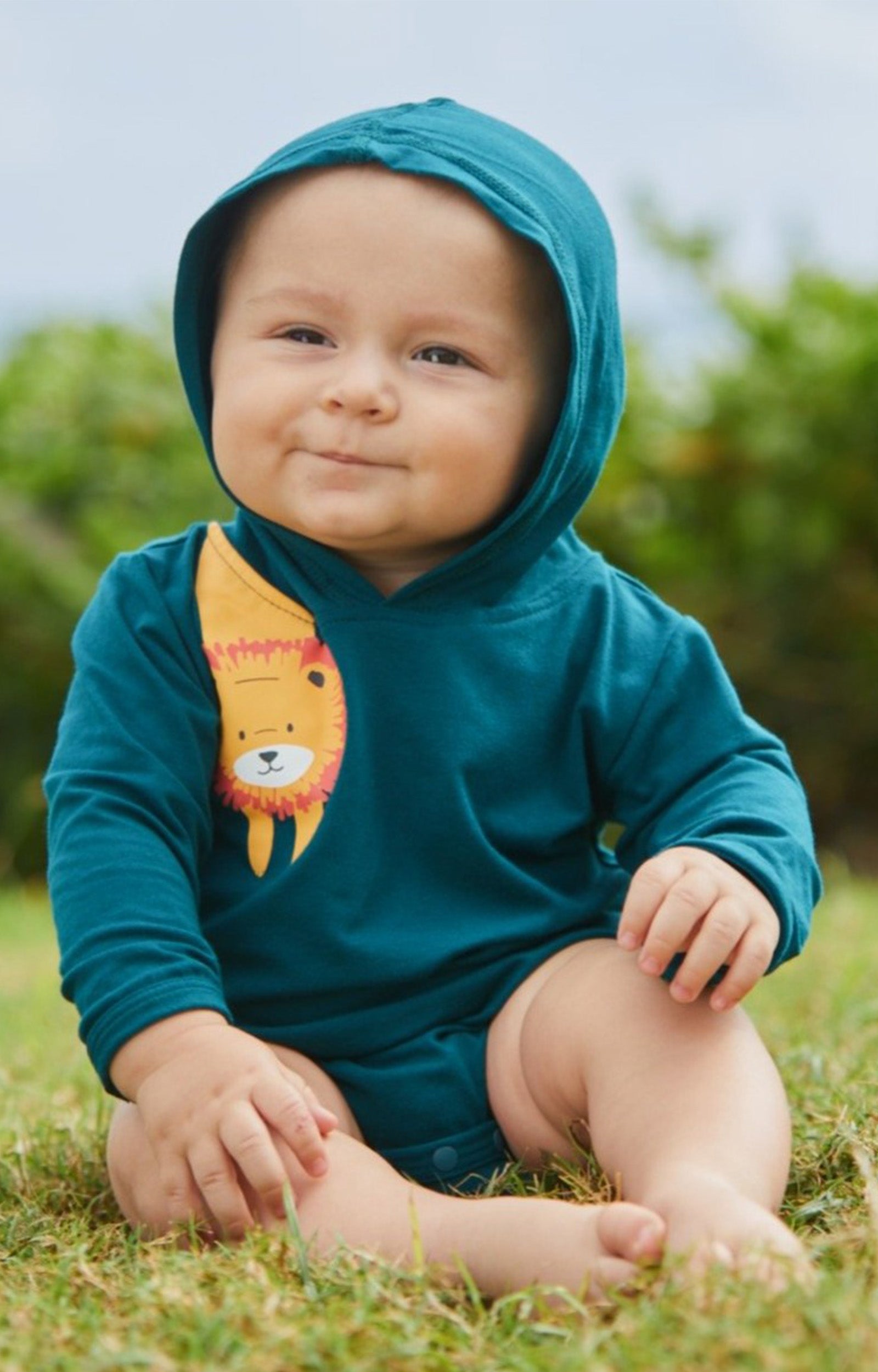 Little Baby Boy in the Baby Boy's Hooded Sunzie in Peek-a-Boo-Lion|peek-a-boo-lion