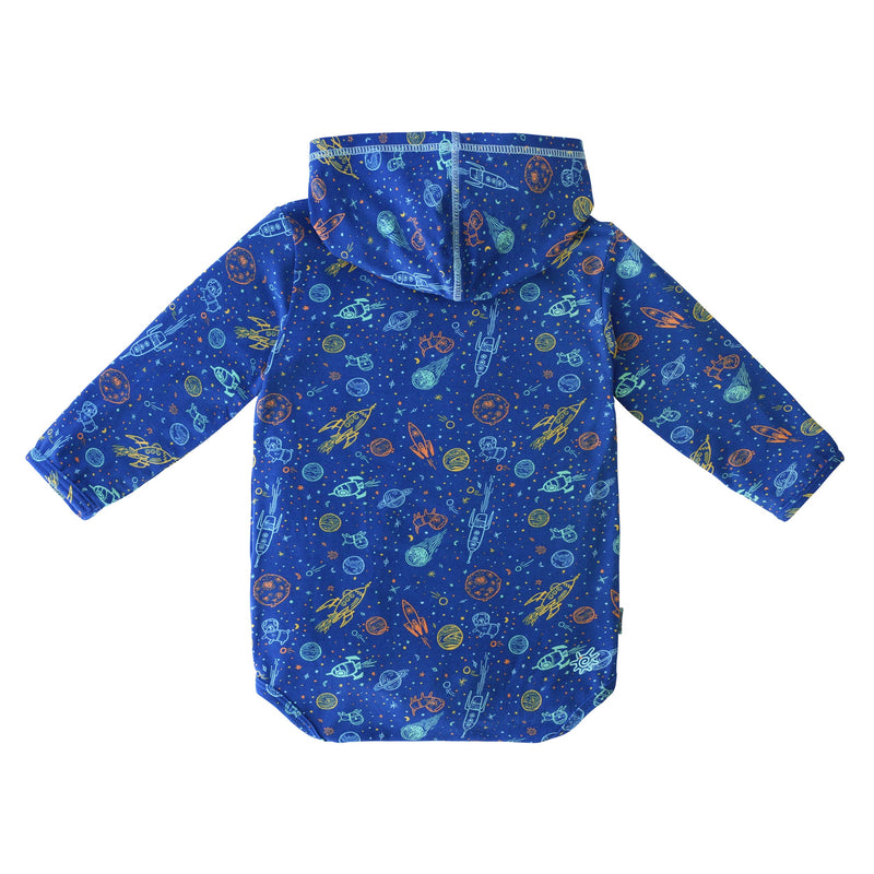 Back of the Baby Boy's Hooded Sunzie in Space Pups|space-pups