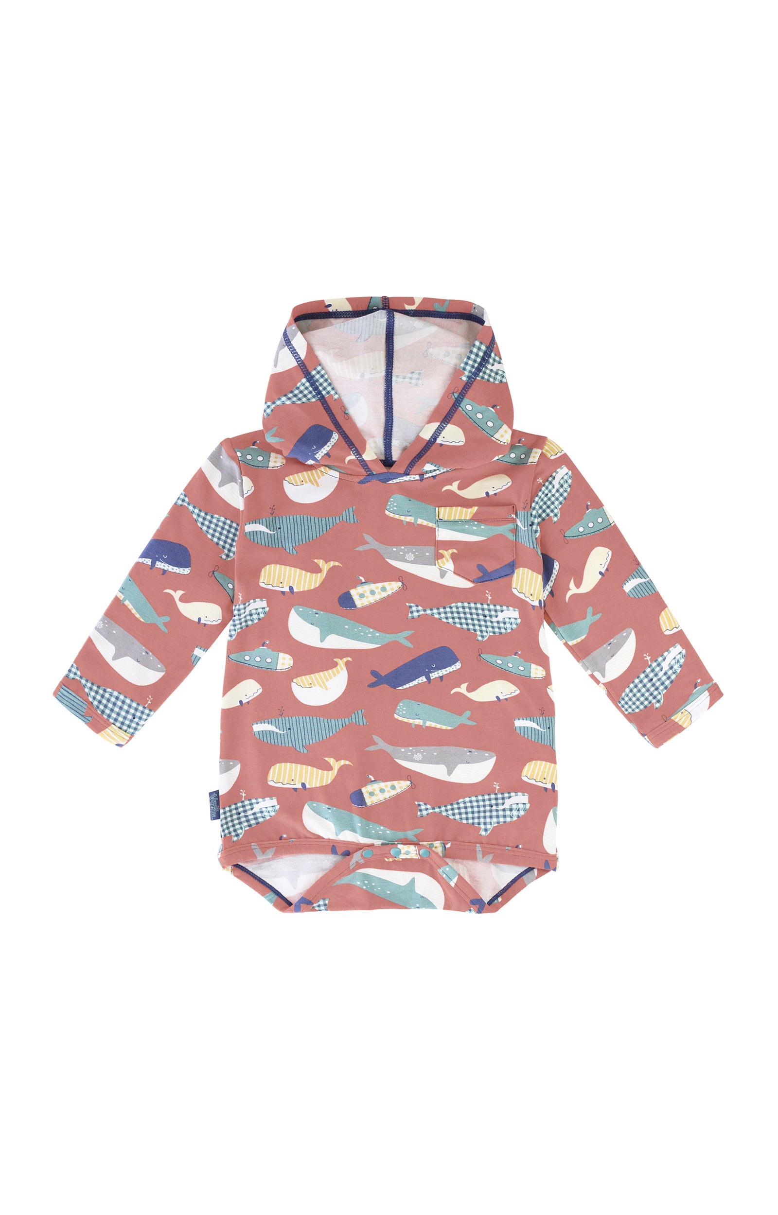 Baby onesie in whale jumble|whale-jumble
