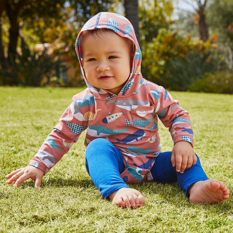 Baby in UV Skinz's hooded sunzie|fish-friends