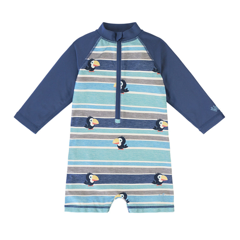 baby boy's long sleeve swimsuit in birdie stripe|birdie-stripe