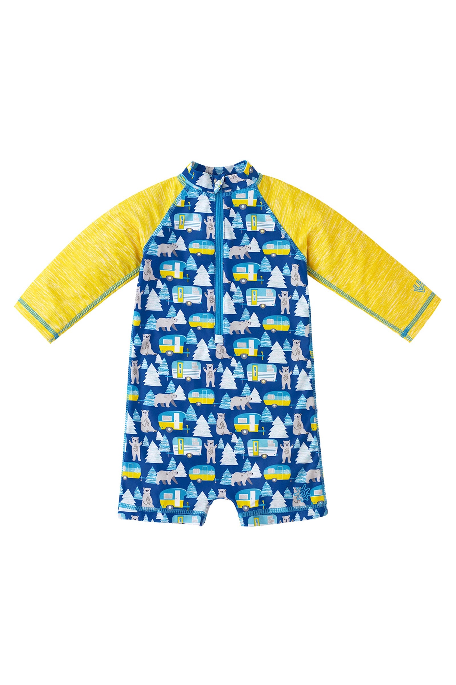 baby boy's long-sleeeve swimsuit in camper bear|camper-bear