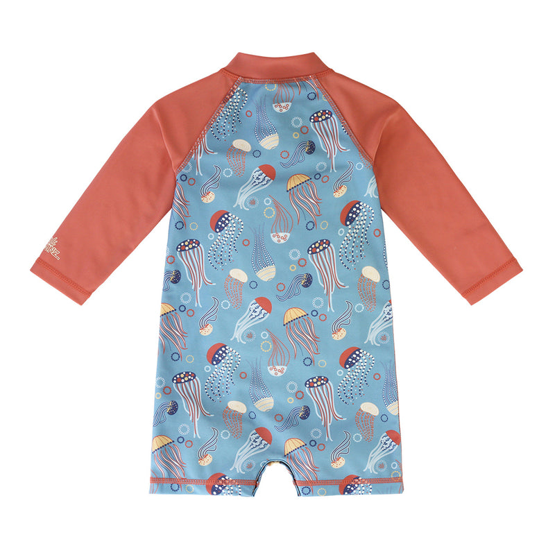 back of the baby boy's long sleeve swimsuit in jolly jellies|jolly-jellies