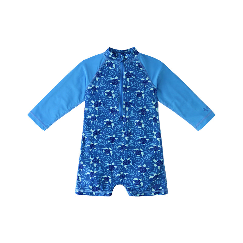 baby boy's long sleeve swimsuit in turtle whirl|turtle-whirl