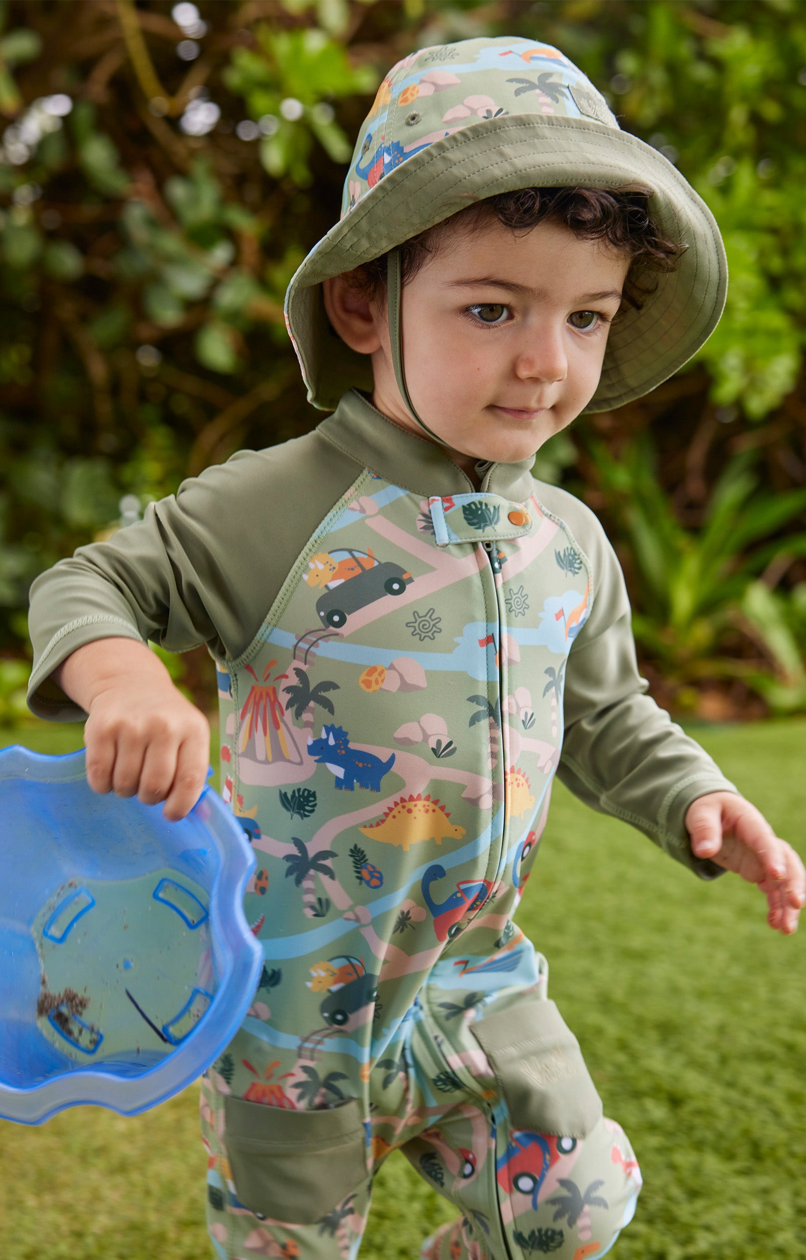 baby boy in reversible sun hat|dinoville