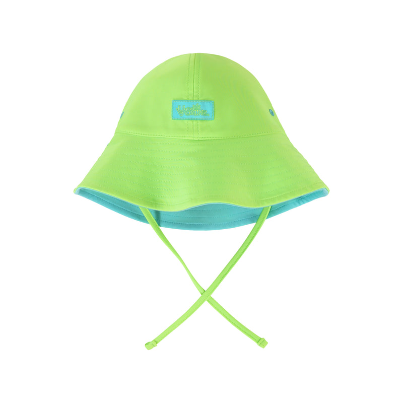 baby reversible swim bucket hat in neon sky neon green|neon-sky-neon-green