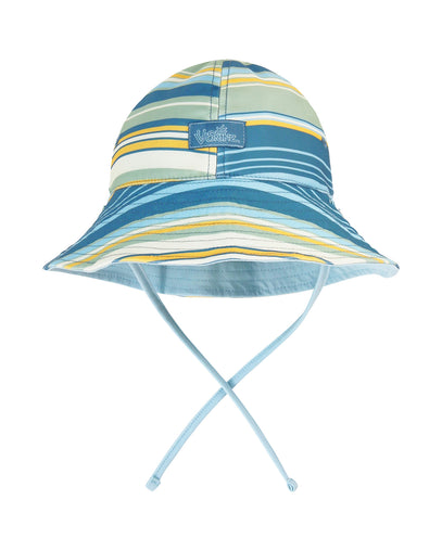 Back of Baby boys reversible sun hat|pinecrest-stripe