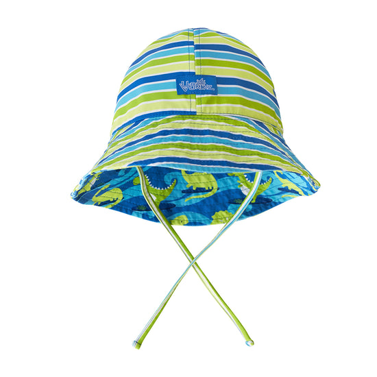 reversed view of the baby boy's sun hat in surfing dinos|surfing-dinos
