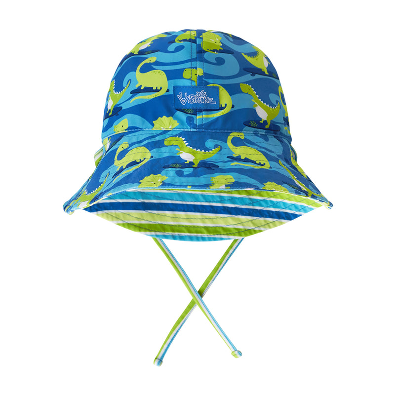 baby boy's sun hat in surfing dinos|surfing-dinos