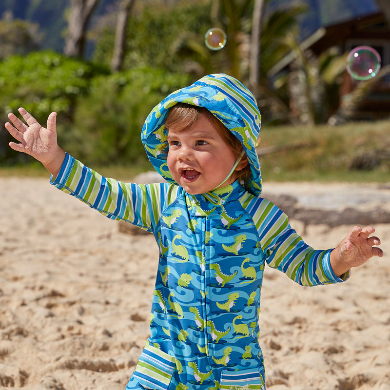 Baby boy in UV Skinz's reversible sun hat|cool-chameleons