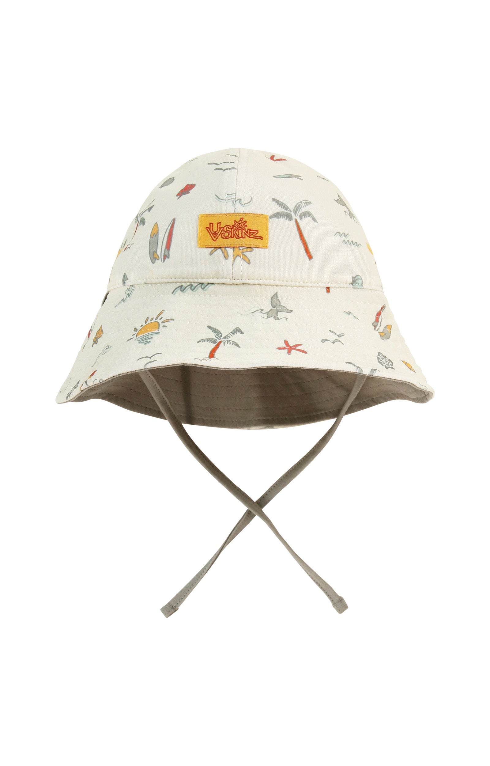 back view of baby boys reversible sun hat in tropical trip|tropical-trip