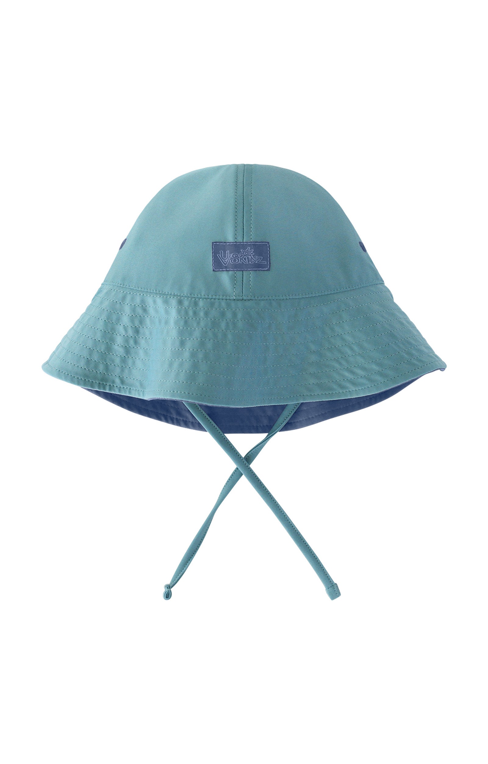 reversed view of the baby boy's sun hat in washed navy river|washed-navy-river