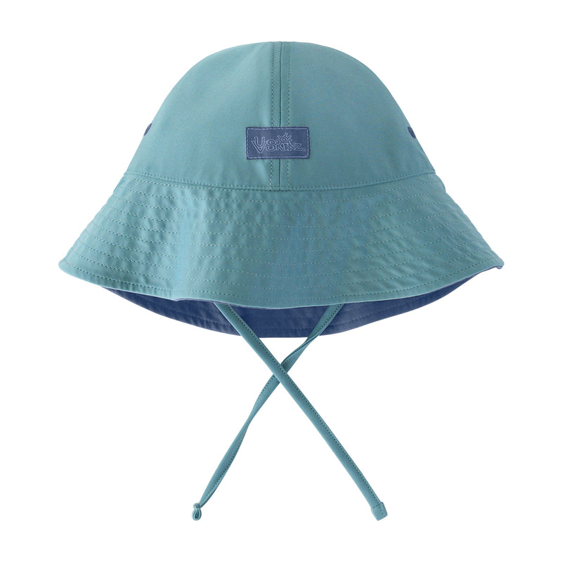 reversed view of the baby boy's sun hat in washed navy river|washed-navy-river