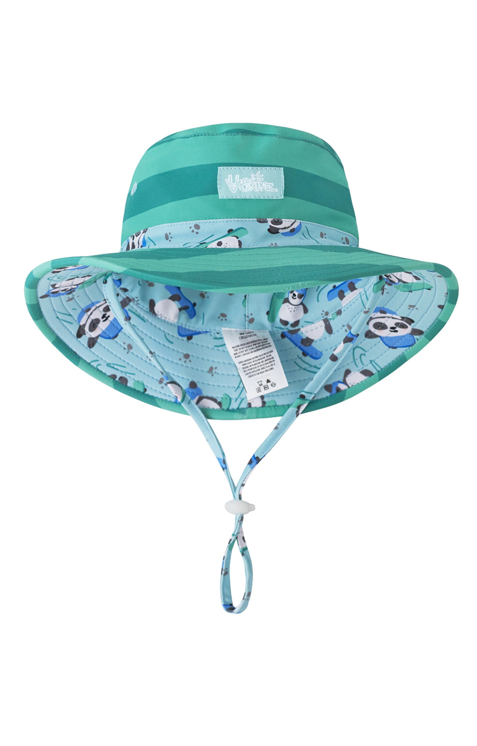 Front of baby boy's swim hat in playful panda|playful-panda
