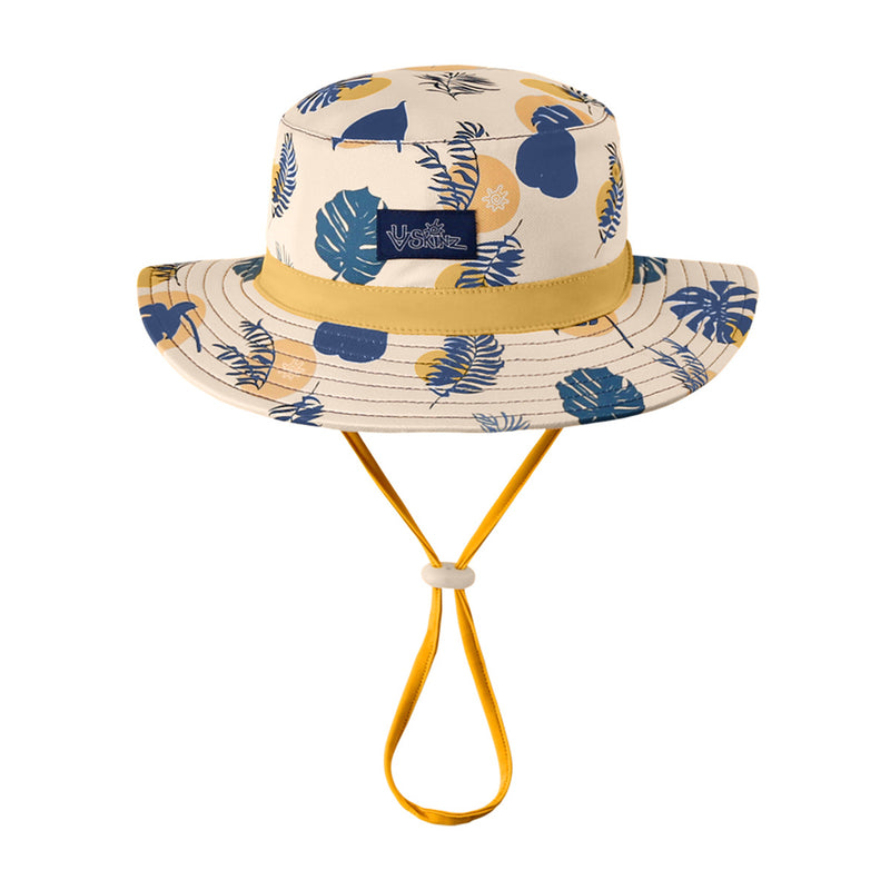 baby boy's swim hat in cream|shadow-leaf