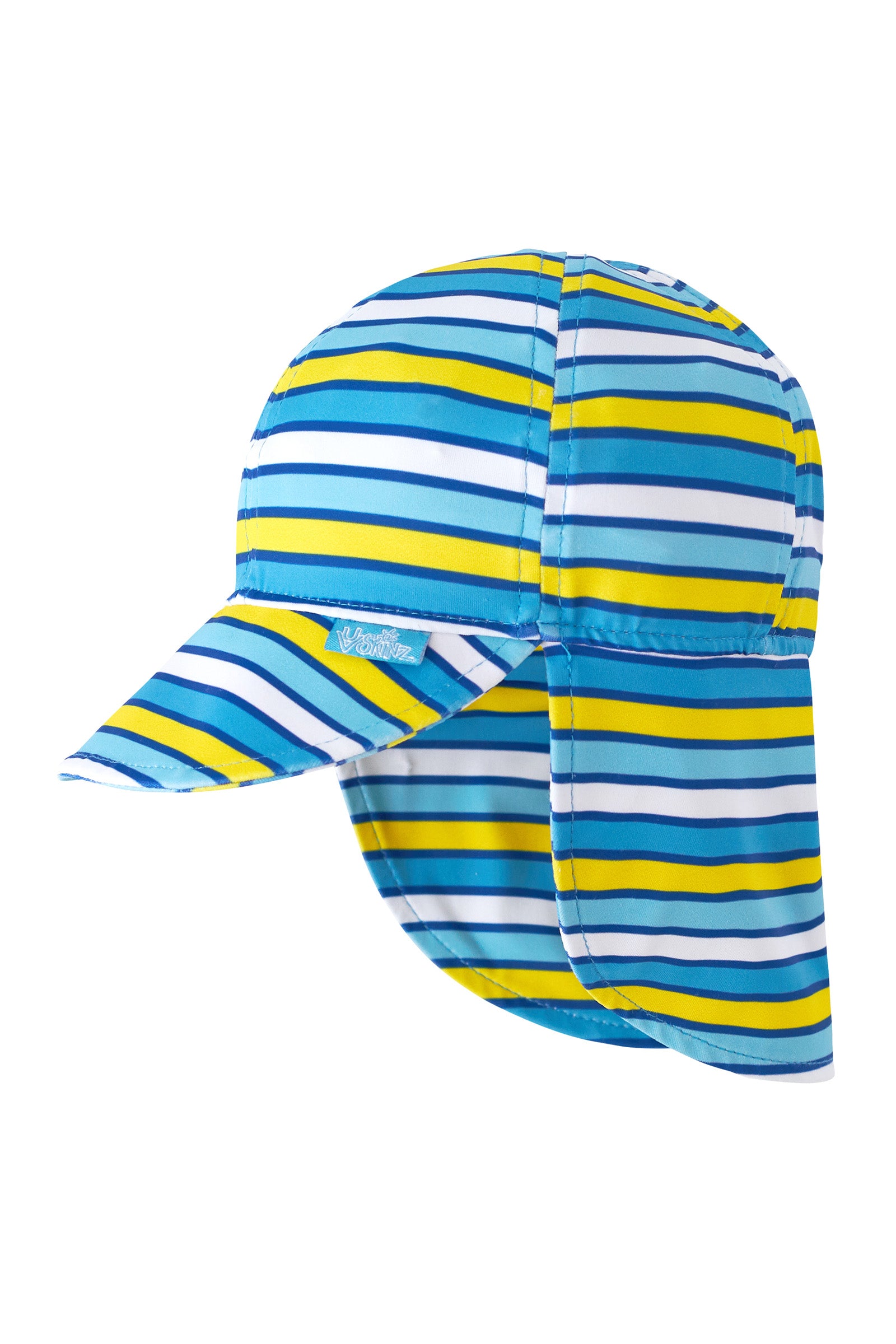 baby boy's swim flap hat in camper bear stripe