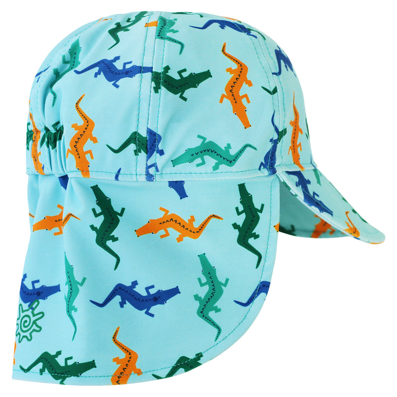 Back View of the Baby Boy's Swim Flap Hat in Curious Crocz|curious-crocz
