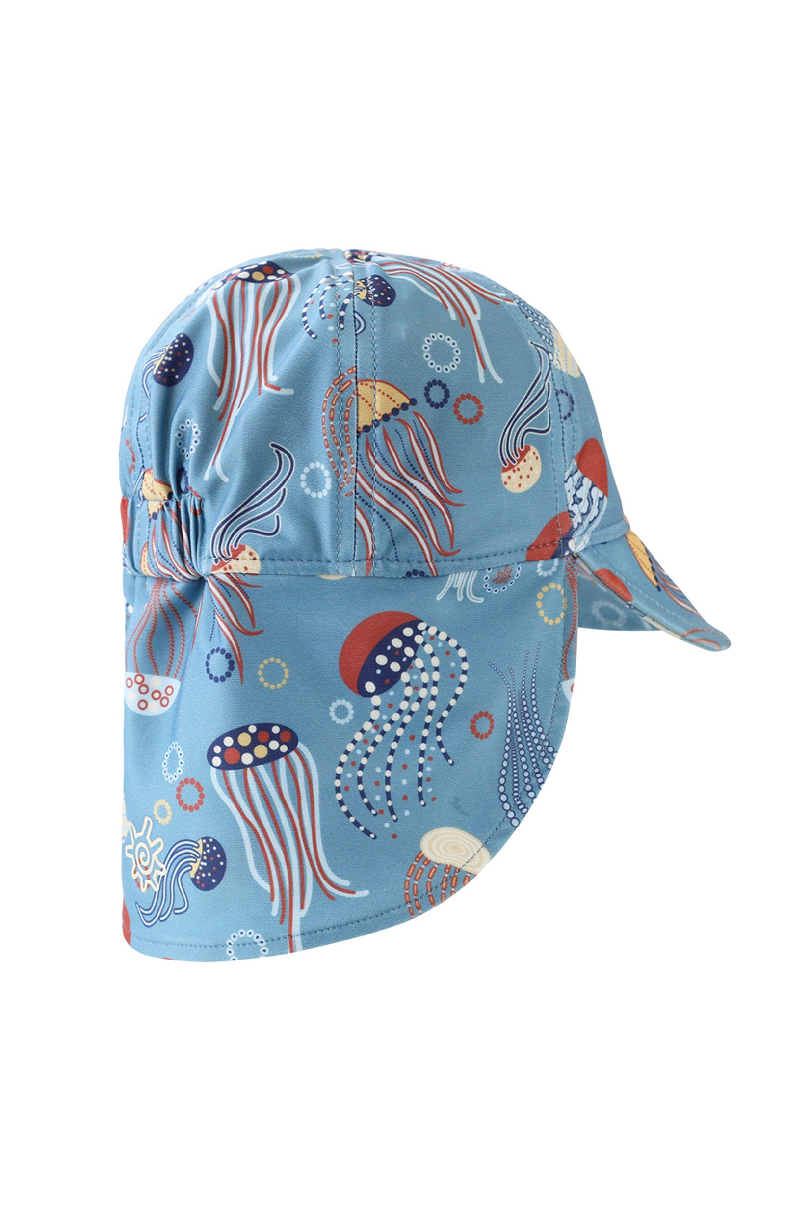 back of the baby boy's swim flap hat with UPF 50+ in jolly jellies|jolly-jellies