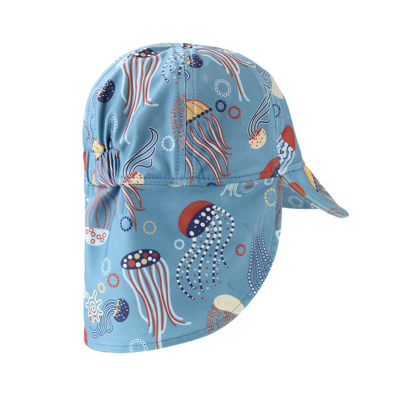 back of the baby boy's swim flap hat with UPF 50+ in jolly jellies|jolly-jellies