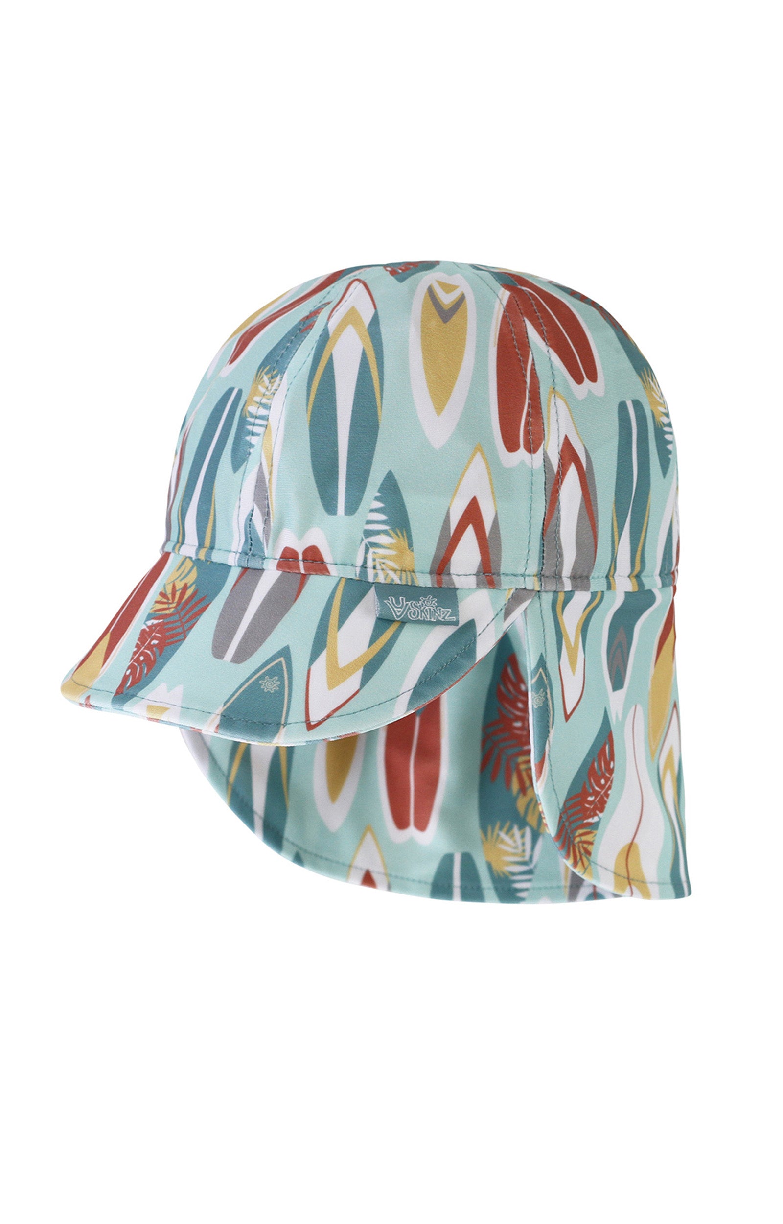 baby boy's swim flap hat with UPF 50+ in surfs up|surfs-up