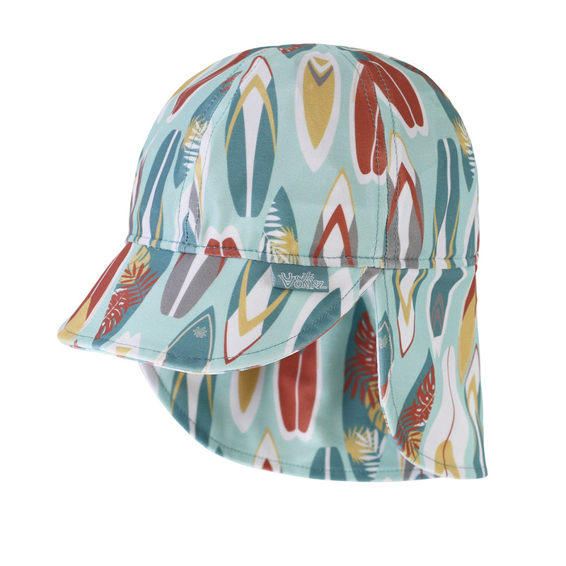 baby boy's swim flap hat with UPF 50+ in surfs up|surfs-up