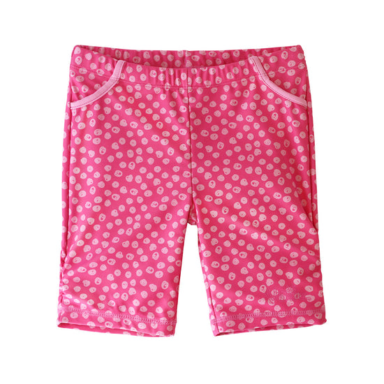 Girl's swim shorts in bubblegum scribble dots|bubblegum-scribble-dots
