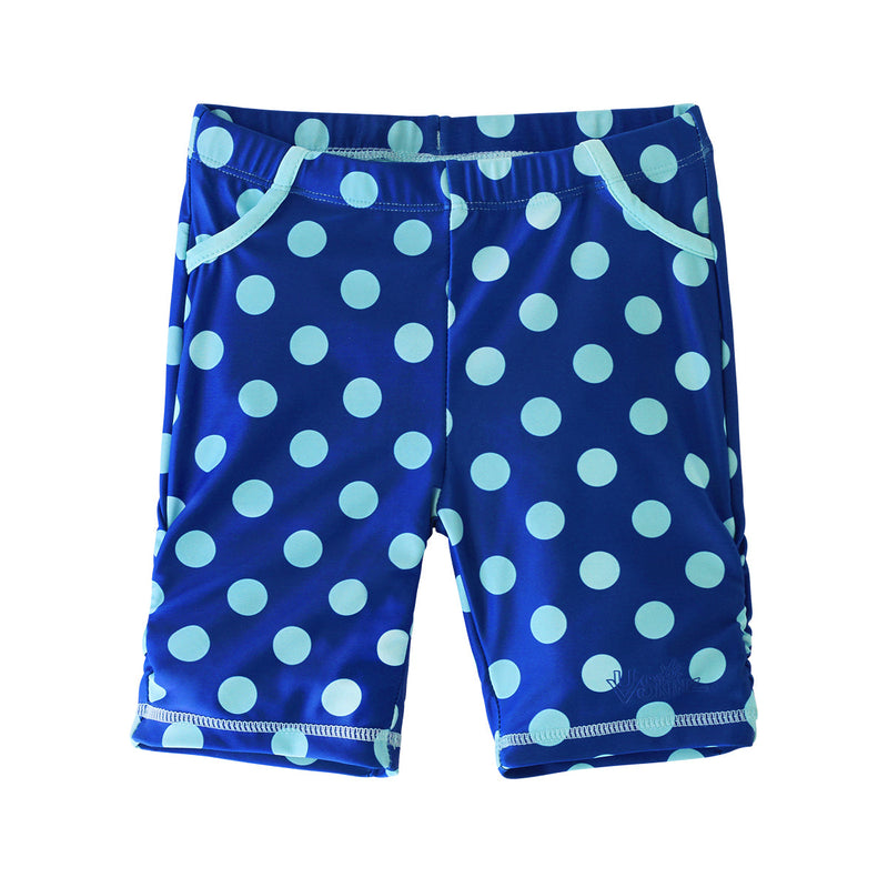 Girl's swim shorts in deep sea polka dots|deep-sea-polka-dots