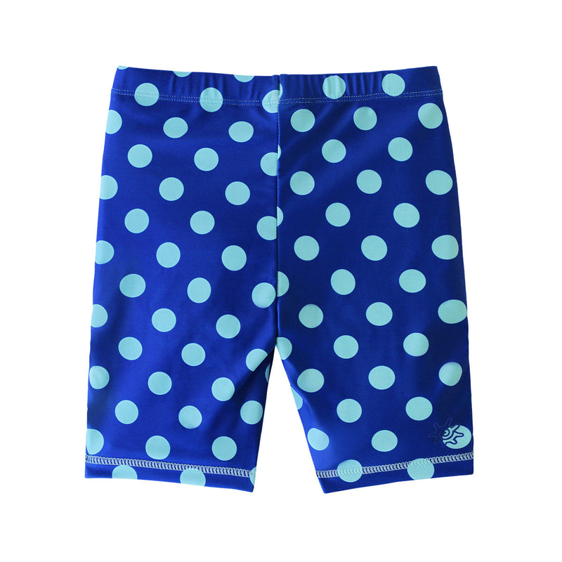 Back of the girl's swim shorts in deep sea polka dots|deep-sea-polka-dots