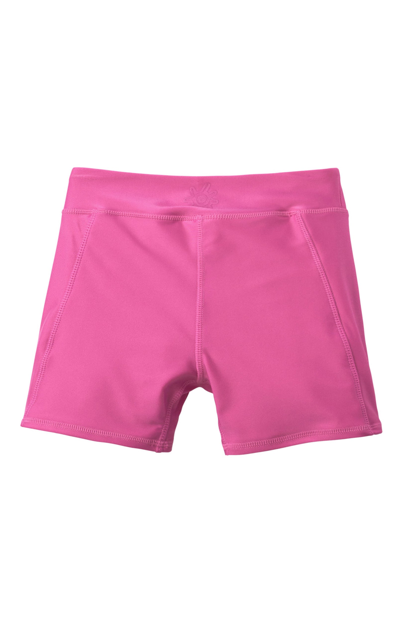 back of the girl's swim shorts in bubblegum|bubblegum