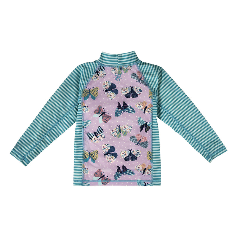 girls 2pc long sleeve sunny swim set shirt|butterfly-ballet