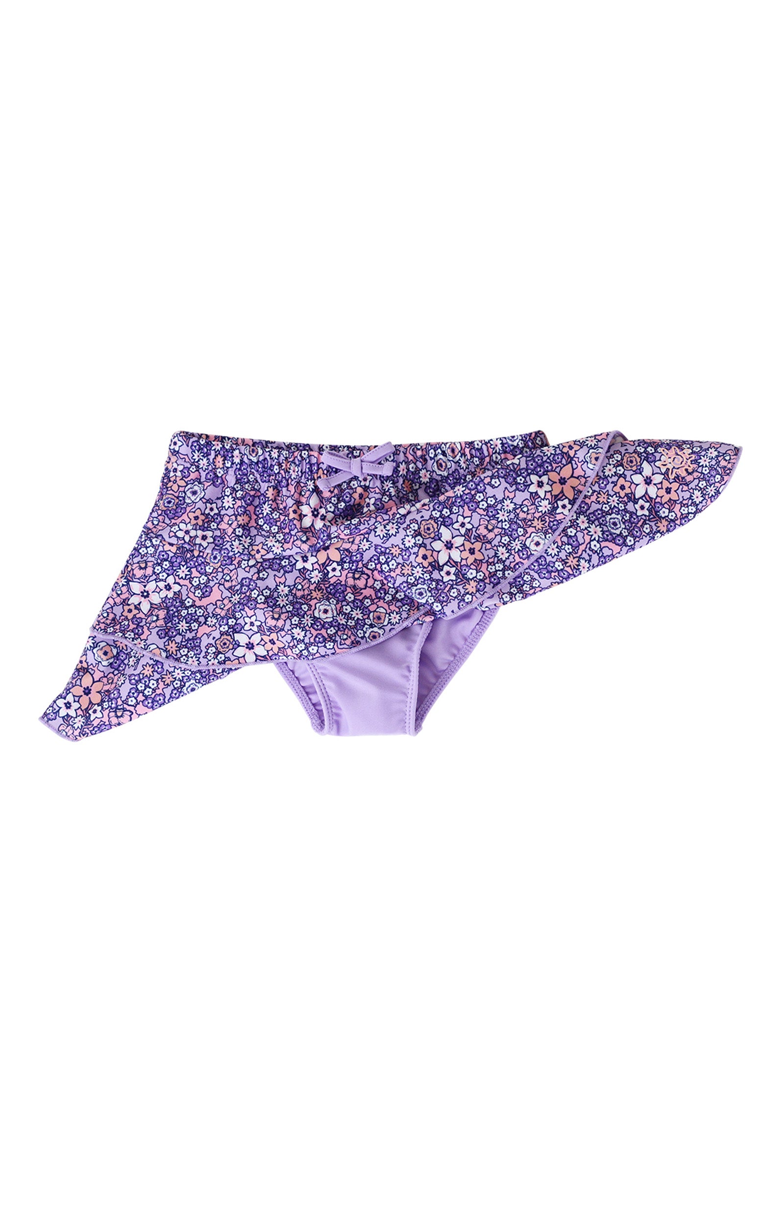 The bikini swim liner under the girls swim skirt in lavender fields|lavender-fields