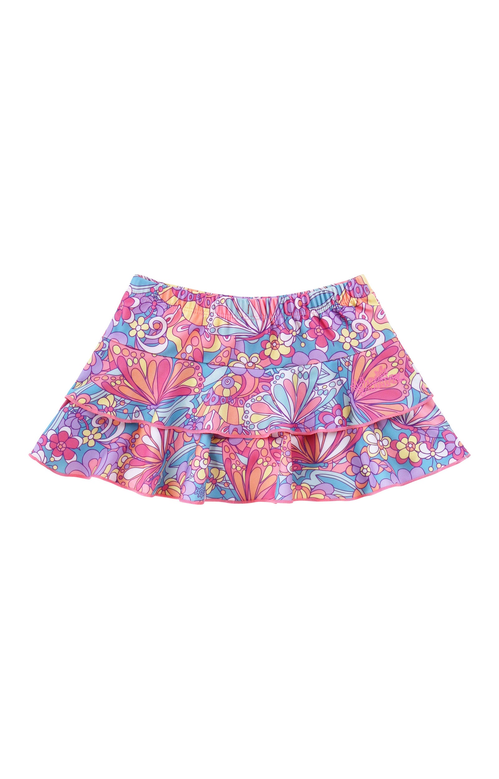 back view of girls sunny swim skirt|mosaic-butterflies