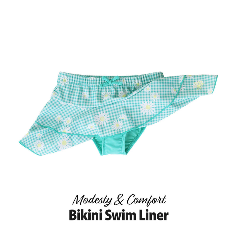 Bikini swim liner on the girls swim skirt in oops a daisy|oops-a-daisy