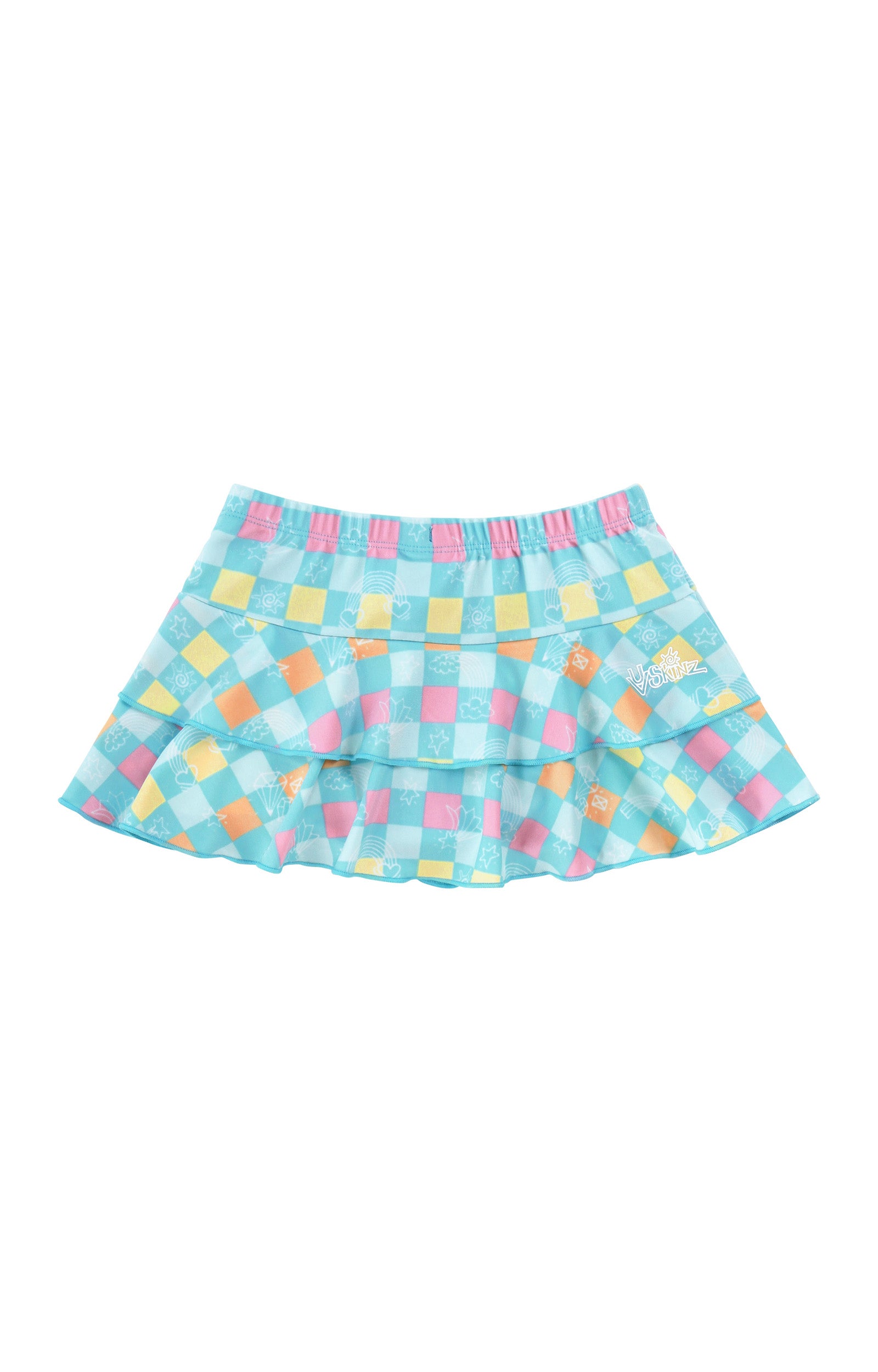 back view of girls sunny swim skirt|treasure-checkers