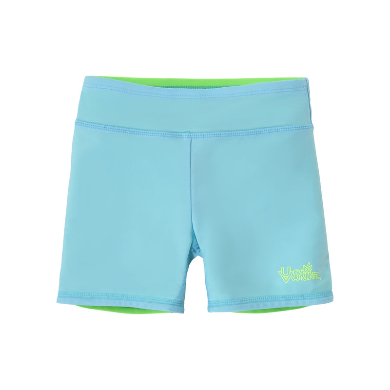girls neon reversible active swim shorts in neon sky|neon-sky-neon-green