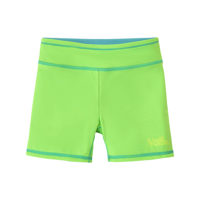 girls neon reversible active swim shorts in neon green|neon-sky-neon-green