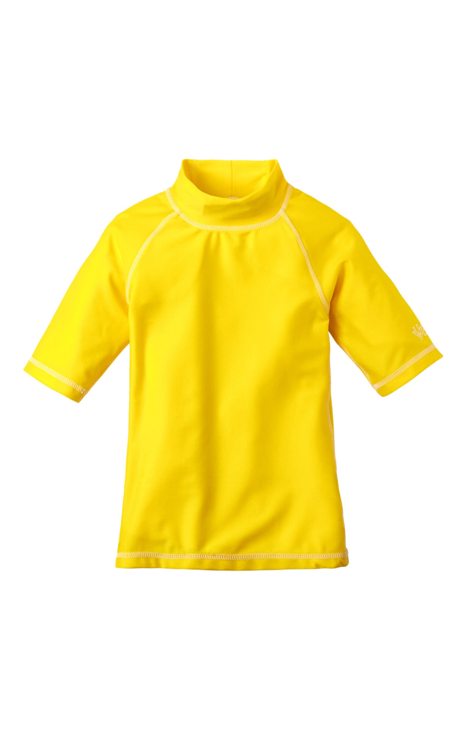 Kid's short sleeve swim shirt in cyber yellow|cyber-yellow