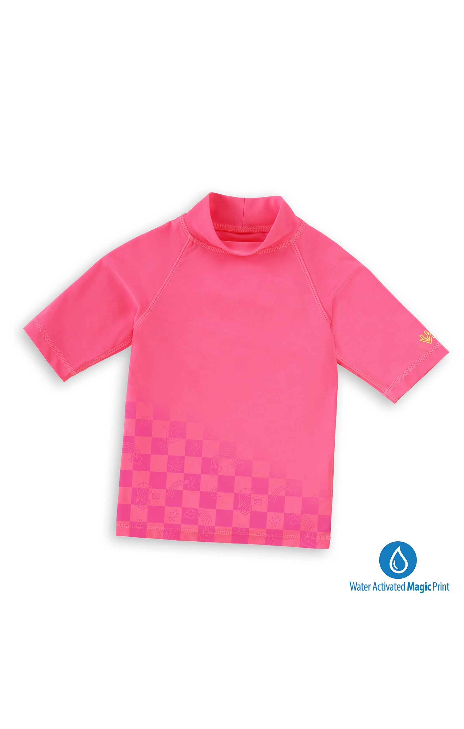 kids neon magic print sun and swim shirt|neon-checkers